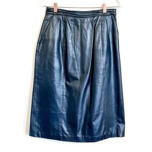 VTG 90s Y2K Women Leather A-Line Skirt Size 12 Black Retro Grunge Punk Western